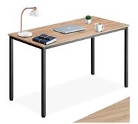 Bureau - TECTAKE - Table de bureau rectangulaire VANPORT en bois et acier 120 x 60 x 75,5 cm - Marron clair