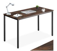 Bureau - TECTAKE - Table de bureau rectangulaire VANPORT en bois et acier 120 x 60 x 75,5 cm - Marron foncé