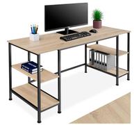 Bureau - TECTAKE - Table de gaming STOKE au style industriel en bois MDF et acier 137 x 55 x 75 cm - Marron clair