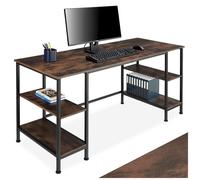Bureau - TECTAKE - Table de gaming STOKE aus style industriel en bois MDF et acier 137 x 55 x 75 cm - Marron foncé