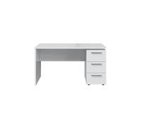 Bureau TIMEO avec caisson 3 Tiroirs L138cm - Blanc
