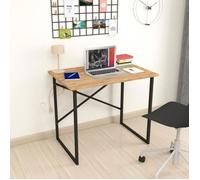 [en.casa] Bureau Stylé Table Rectangulaire Poste de Travail Panneau de Particules Métal 75 x 90 x 60 cm Effet Chêne Anthracite
