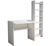 Bureau Toilinux avec bibliothèque intégrée 6 niveaux MDF 138.6x58x160 cm Blanc Blanc