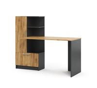 Vicco Bureau Tomy, Anthracite/chêne doré, 150x59cm | avec des espaces de rangement ouverts pour un stockage organisé