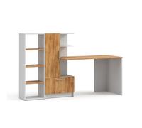 Bureau Tomy 150x59cm Lot de 2 Blanc/Chêne de force doré Vicco 59190