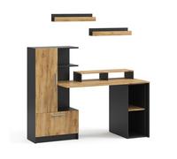 Vicco Bureau Tomy, Anthracite/Chêne doré, 150x59cm | Lot de 5Convient pour le montage mural de livres et de décorations
