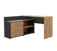 CDF Bureau Dany | Couleur : Anthracite - Chêne Artisan | Idéal pour Le Bureau, Le Cabinet de Travail, la Chambre des Enfants et des Adolescents | Bureau Fonctionnel pour Ordinateur