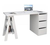 Bureau Tréteau 3 Tiroirs Blanc SELF - L 135 x l 60 x H 75 cm Blanc G