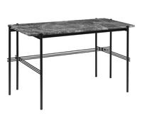 Bureau TS 120 x 60 cm avec Base Noir et Plateau en Marbre Gris Emperador