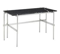 Bureau TS 120x60 Acier Poli/Marbre Marquina Noir
