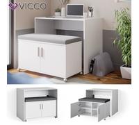 Bureau VICCO Flona - Table de bureau et banc capitonné - Blanc - Contemporain - Design
