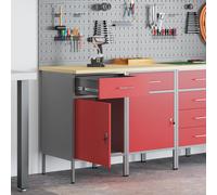 Bureau vidaXL 2 pièces Rouge et Gris en bois d'ingénierie et acier