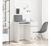 vidaXL Bureau 861823 – 86x49x76 cm blanc, porte, étagère et tiroir, bois d'ingénierie