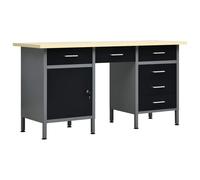Bureau vidaXL, noir, 160 x 60 x 85 cm, acier