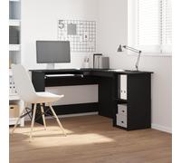 Bureau Vidaxl Noir En Chêne 120x140x75 Cm En Bois D'ingénierie Noir