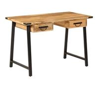 Vidaxl Bureau Avec Tiroirs 105x55x70 Cm Bois De Manguier Massif Et Fer Multicolore