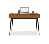 IDIMEX Bureau Wanda avec 2 tiroirs, en pin Massif, Bureau en Bois, Coloris châtaignier et Noir