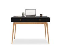 IDIMEX Bureau Wanda avec 2 tiroirs, en pin Massif, Bureau en Bois, Coloris Noir et chêne