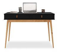 IDIMEX Bureau Wanda avec 2 tiroirs, en pin Massif, Bureau en Bois, Coloris Noir et chêne