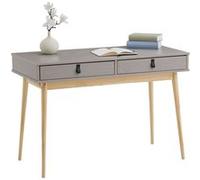 Bureau WANDA en pin massif avec 2 tiroirs lasuré gris et naturel Gris G