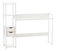 Bureau Widnes avec Plateau en MDF Cadre en Tubes d'acier et Colonne de rangement , Blanc / Blanc Blanc / Blanc G