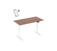 Bureau motorisé assis-debout 150x75cm Plateau noyer/Pied blanc
