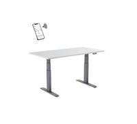 Bureau motorisé assis-debout 120x75cm, Plateau blanc/Pied gris