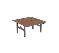 bureaux complets 150-2522K3 Double bureau motorisé assis-debout 120x75cm Plateaux noyer/Pied noir
