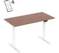 bureaux complets KIMEX 150-2315K3W Bureau motorisé assis-debout 150x75cm Plateau noyer/Pied blanc, Connecté 1 G
