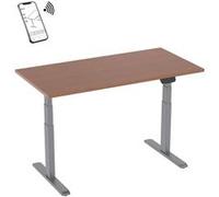 bureaux complets KIMEX 150-2415K3W Bureau motorisé assis-debout 150x75cm Plateau noyer/Pied gris, Connecté 1 G