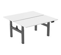 bureaux complets KIMEX 150-2522K2 Double bureau motorisé assis-debout 120x75cm Plateaux blancs/Pied noir 1 G