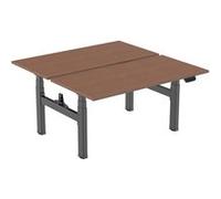 bureaux complets KIMEX 150-2525K3 Double bureau motorisé assis-debout 150x75cm Plateaux noyer/Pied noir 12 G