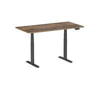 BUREAUX COMPLETS - KIMEX - Bureau motorisé assis-debout 150x75cm Plateau brun rustique à bords arrondis/Pied noir - 150-2615K6W - N
