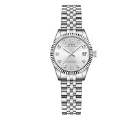 BUREI 36MM Mode Femmes Montre Argent Acier Inoxydable Montre-Bracelet Analogique Quartz Montres avec Calendrier