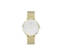 BUREI Montre à quartz minimaliste étanche pour femme, bracelet en cuir marron, bracelet en maille d'acier inoxydable argenté/doré, cadeau pour femme/maman, doré