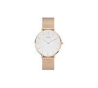 BUREI Montre à quartz minimaliste étanche pour femme, bracelet en cuir marron, bracelet en maille d'acier inoxydable argenté/doré, cadeau pour femme/maman, Or rose