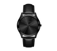 BUREI Montre à quartz minimaliste pour homme - 44 mm - Noire - Avec bracelet en acier inoxydable