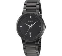 BUREI Montre analogique à quartz étanche en acier inoxydable pour homme Noir