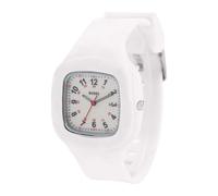 BUREI Montre d'infirmière carrée pour étudiants, enseignants, médecins, petite montre d'infirmière en silicone noir avec 3 aiguilles étanche grands chiffres, montre lumineuse pour femme, Tout en blanc