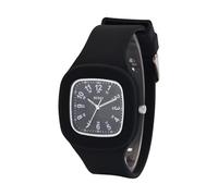 BUREI Montre d'infirmière carrée pour étudiants, enseignants, médecins, petite montre d'infirmière en silicone noir avec 3 aiguilles étanche grands chiffres, montre lumineuse pour femme, noir, Simple