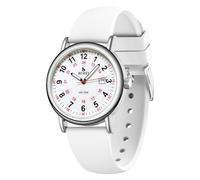 BUREI Montre pour homme et femme - Montre pour infirmière, médecin, étudiant, femme et homme, étanche, heure militaire 12/24 heures, cadran lumineux, facile à lire, bracelet en silicone., Blanc