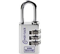 Burg Wächter 3641 Cadenas 30.20 mm aluminium argenté (chromé) avec serrure à combinaison