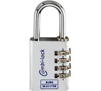 Burg Wächter 3651 Cadenas 40.00 mm aluminium argenté (chromé) avec serrure à combinaison