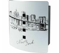 BURG-WÄCHTER, Armoire à Clés Murale avec Motif, 6204/10 Ni Skyline NY, 10 Crochets, Serrure Magnétique Pratique, Corps en Acier Galvanisé, Hauteur: 240 mm