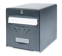 BURG-WÄCHTER Boîte aux Lettres Agréée La Poste, 2 Portes dont une Vitrée, BALnéaire, Noir, en Acier Galvanisé, Avec Porte à Ouverture Totale et Stop-Courrier