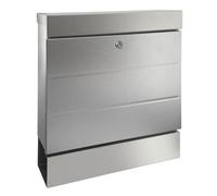 Burg-WÄCHTER Boîte aux Lettres avec Compartiment à journaux sans Plaque Nominative, INOX, Vernis de Protection, résistante à la Corrosion, Format d’Introduction DIN C4, 2 clés, Newyork 3850 Ni, INOX