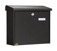 BURG-WÄCHTER, Boîte aux Lettres avec Toit de Protection Rabattable, Format de Fente : A4, Norme UE EN 13724, Acier Galvanisé, Comfort 913 S, Noir