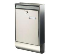 BURG-WÄCHTER Boîte aux lettres Berlin-Set 37770 Ni avec compartiment pour les journaux et porte-nom, acier inoxydable, format d'introduction DIN C4
