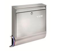 BURG-WÄCHTER Boîte aux lettres Borkum-Set 38770 Ni avec compartiment pour les journaux et porte-nom, acier inoxydable, format d'introduction DIN C4