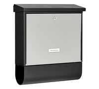BURG-WÄCHTER, Boîte aux Lettres en Acier Inoxydable avec Boîte à journal, Format de Fente: A4, Boîtier en Acier Galvanisé avec Porte en Acier Inoxydable, London 68670 B+S, Noir mat/Argenté
